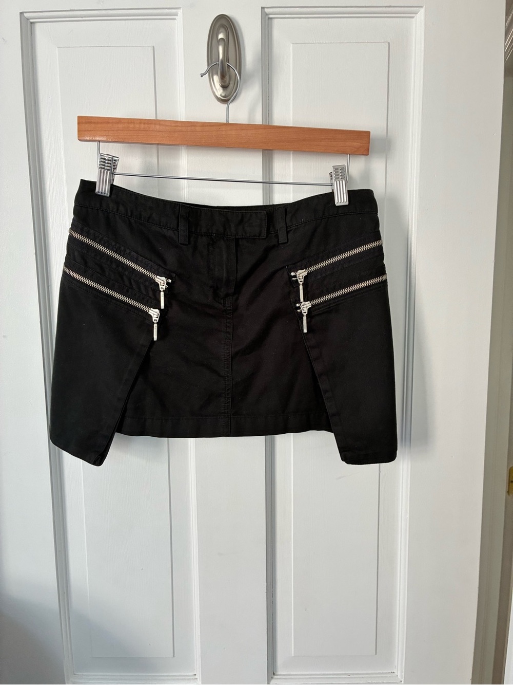 Plein Sud Black Mini Skirt with Silver Zippers